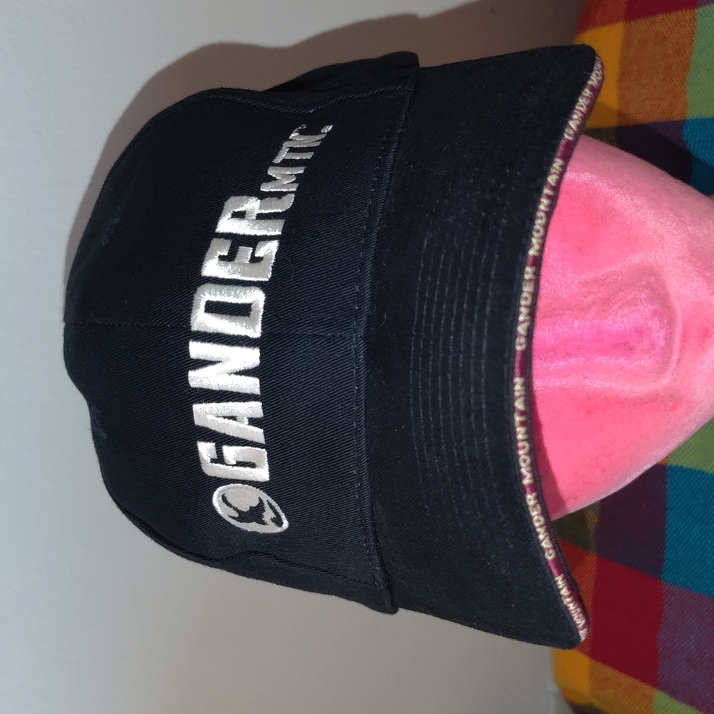Gander Mountain We Live Outside Embroidered Logo Black Strap-on Cap Hat